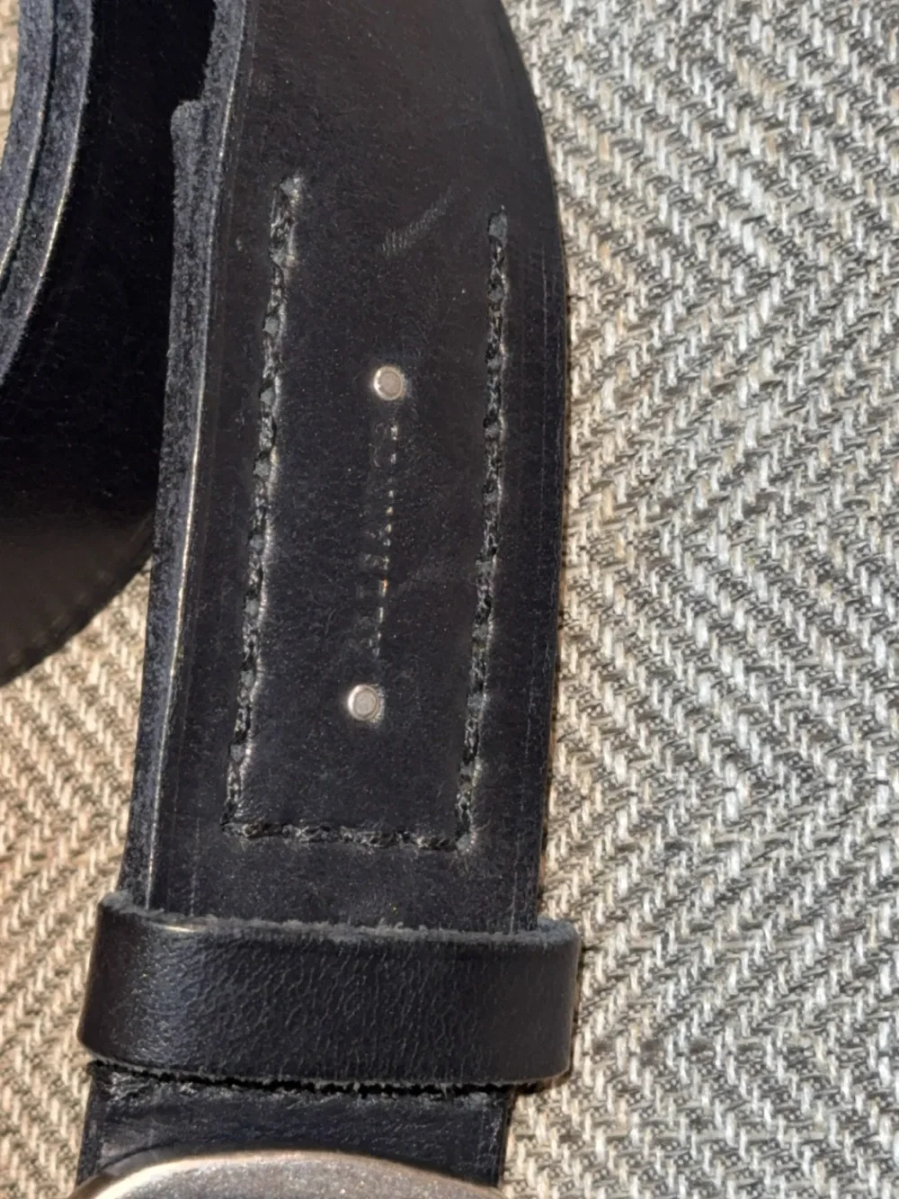ALL SAINTS BLACK LEATHER GROMMET BELT SILVER METAL LOOP MEN ACCESSORIES